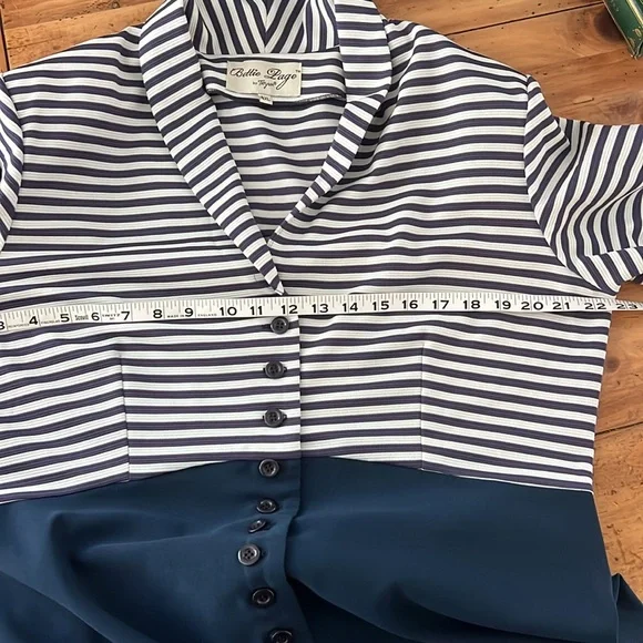 Bettie Page Blue and white Striped dress 4XL - Picture 8 of 9